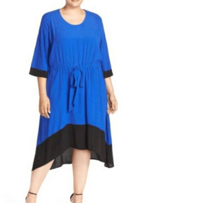 Melissa McCarthy Seven7 crinkle crepe hi lo dress