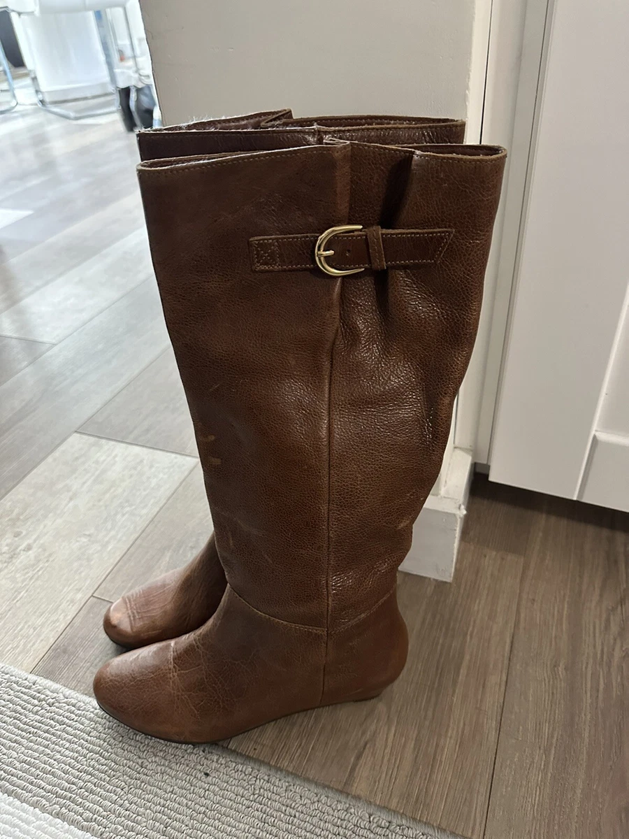 steve madden brown wedge boots