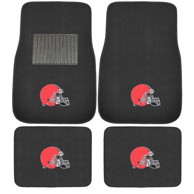 #ad New 4pcs NFL Cleveland Browns Car Truck Front Rear Carpet Floor Mats Set $40.48