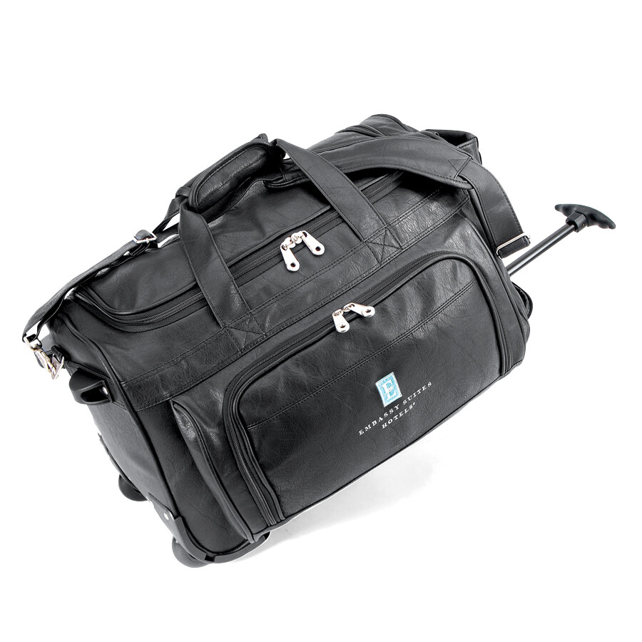 Golden pacific leather travel bag Rolling Rigid Handle Strap