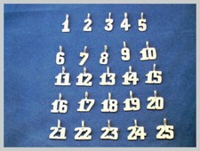 NUMBER PENDANT Numbers 1 - 25 Bright Silver Rhodium Plated Smooth Finish Teams