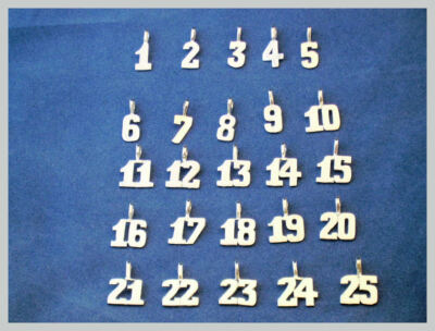 NUMBER PENDANT Numbers 1 - 25 Bright Silver Rhodium Plated Smooth Finish Teams