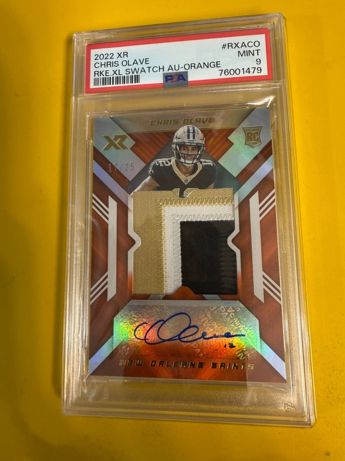 Chris Olave Panini XR Rookie XL Swatch Autographs #RXACO Orange