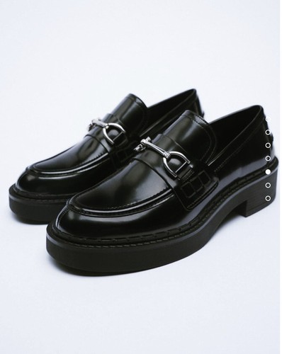 Zara FLAT LUG SOLE LOAFERS Patent 