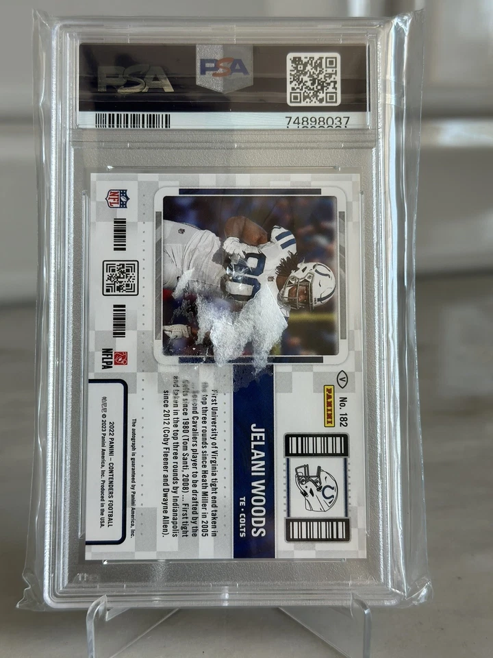 2022 Contenders Jelani Woods Rookie Playoff Ticket 45/49 PSA 9 Auto RC #182 - Image 2 of 2