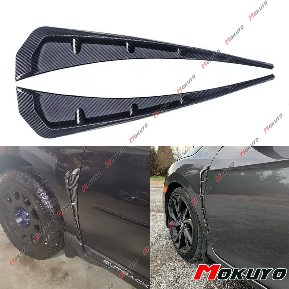 Carbon Fiber Style Soft TPU Front Side Fender Car Air Vent Flow Cover Trim