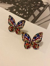 Latoir Instagram Fashion Blogger Colourful Rhinestone Butterfly Stud Earrings BN
