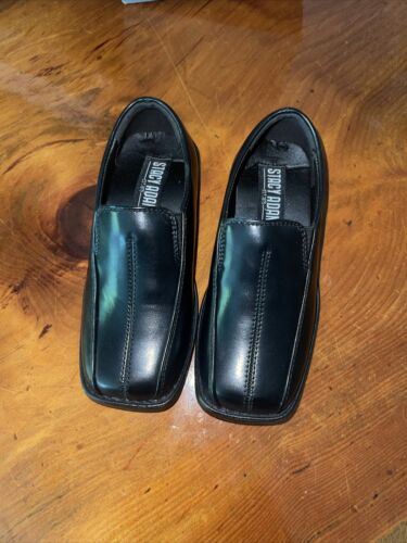Stacy Adams Boys Sz 11 Nate Black Faux Leather Square Toe Dress Loafers