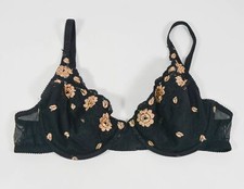 Vintage Maidenform Gold Black Mesh Embroidered Underwire Bra Sz 34B