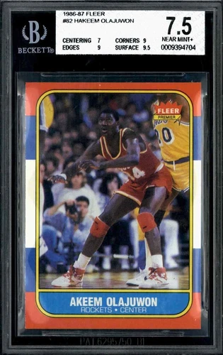 1986 Fleer #82 Hakeem Olajuwon - BGS 7.5
