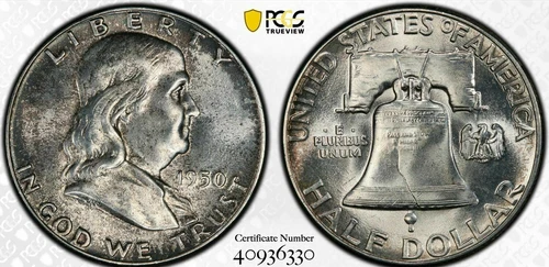 1950 Benjamin Franklin Half Dollar   UNC