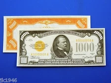 Reproduction $1000 1934 Gold US Paper Money Currency Copy