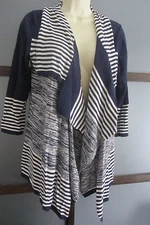 CABLE AND GAUGE Duster Shawl Open Front Sweater Shawl Small Blue White 