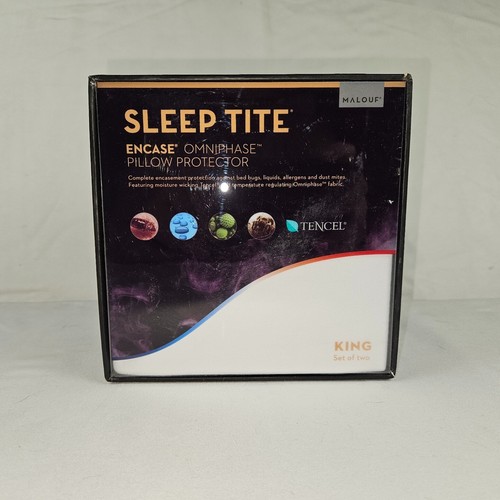 Sleep Tite MALOUF (ENCASE) Omniphase Pillow Protector Tencel Set Of 2 King BOXED - Picture 2 of 5