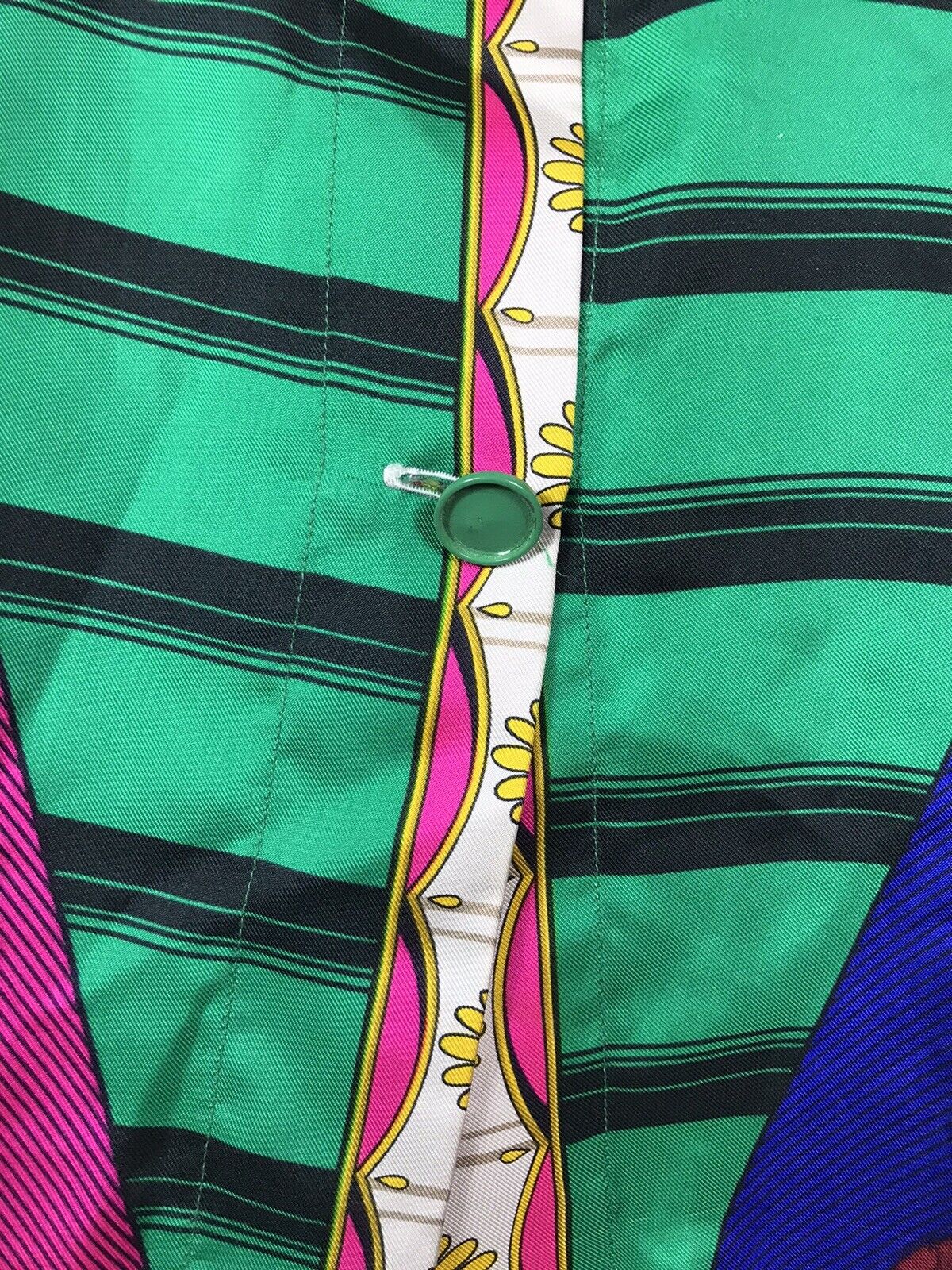 Rare Vtg Gianni Versace Green Printed Silk Shirt … - image 7