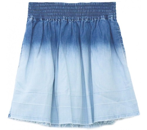 STELLA MCCARTNEY KIDS DENIM SKIRT DEGRADE BLUE OMBRE RAW HEM PULL ON GIRL'S 12 - Picture 3 of 11
