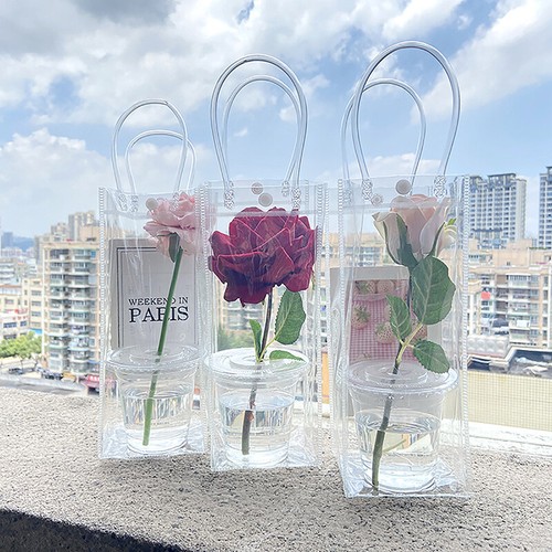PVC Flower Bag Stall Flower Bag Transparent Tote Bag DIY Single Flower Packag-jy - Photo 2/12