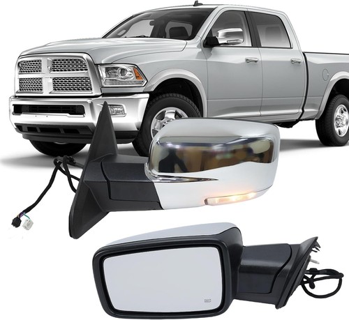 Left Side Mirror Fits 2013-2019 Ram 1500 Chrome Power Fold+ Heated+Temper Sensor - Picture 24 of 24