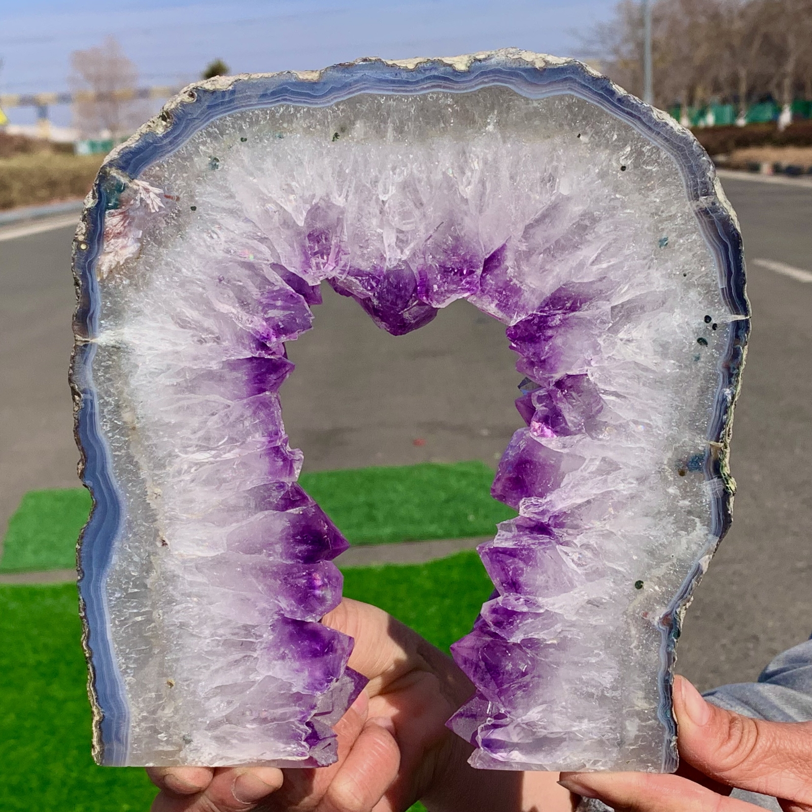 3.49LB Natural Amethyst Geode Quartz Cluster Crystal Specimen for Healing Energy