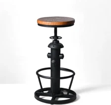 Industrial Bar Stools Kitchen Island Dining Chairs Swivel Wooden Seat Bar Counte