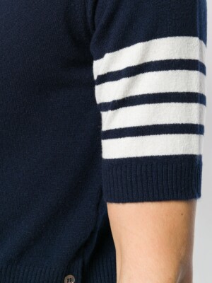 Thom Browne Cashmere Short Sleeve Polo Size 1 Color Navy New