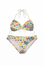 VTG Body Glove Push-up Bikini 2 Piece Swimsuit Set White Rainbow Polkadot M
