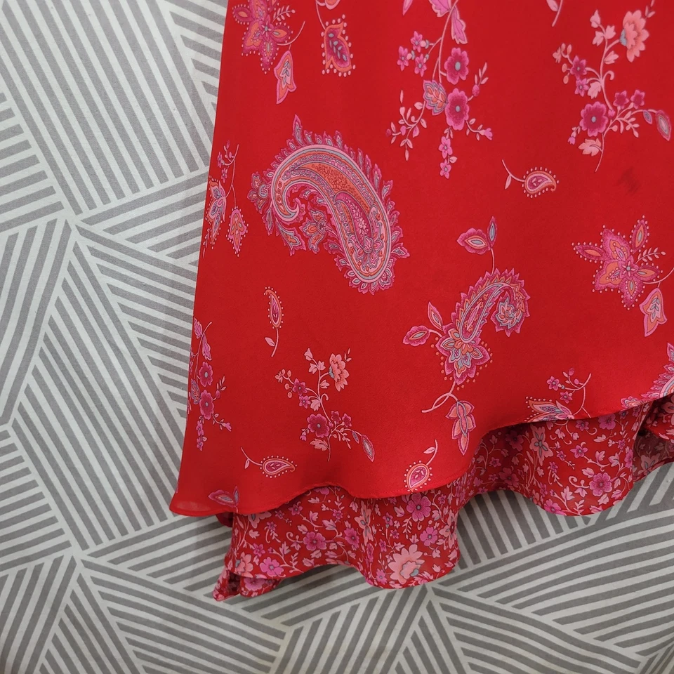 Vintage 90s Slip Dress size 4 Petite Floral Alt Grunge alt Midi Red Assymetric - Image 4 of 4