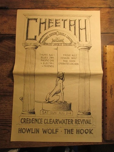 Vintage Ephemera 1968 Famous LA Cheetah Club Concert Line-Up Print Ad Creedence