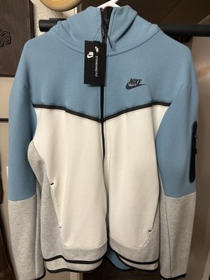 Nike Sportswear Tech Fleece Hoodie Cerulean Blue/White/Grey Mens Sz M CU4489-424