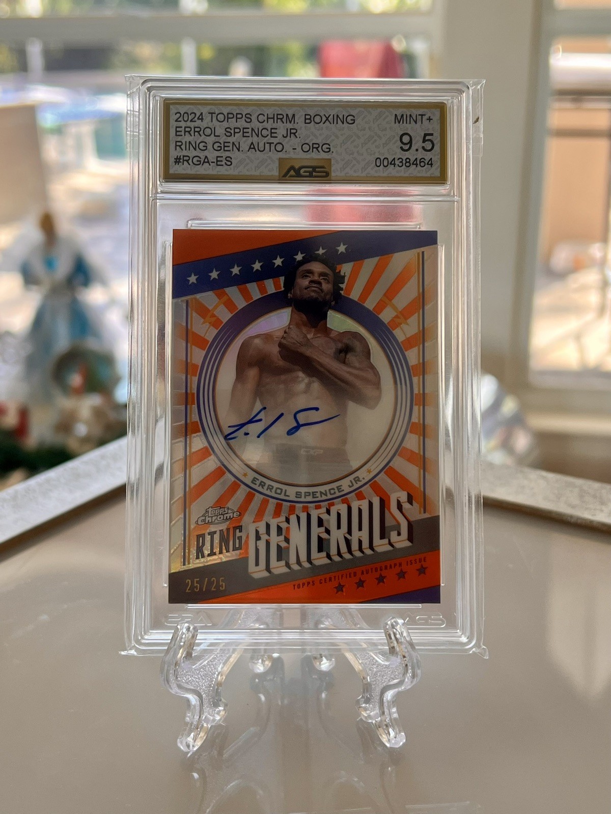 2024 Topps Chrome Ring Generals Orange Refractor /25 Errol Spence Jr Auto graded