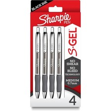 Gel Pens Medium Point 0.7mm Black Ink 4 Count Sleek Metal Gunmetal