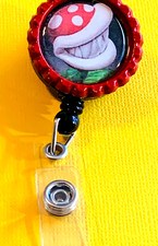 Super Mario Piranha Plant 2 Id badge holder retractable alligator clip