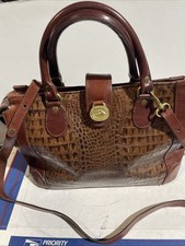 Vtg Brahmin Croc Embossed Brown Leather Bag