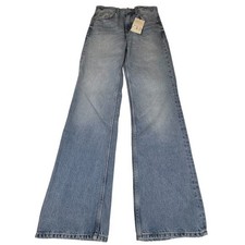 NEW ZARA Jeans Women's Size 2 Blue Cotton Mid Rise Full Length Wide Leg Preppy