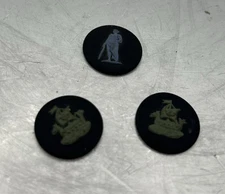 Set 3 Antique JASPERWARE WEDGWOOD Green/Blue on Black CAMEOS .75” Ships Hercules