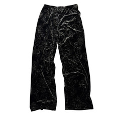 Chico's Black Gray Paisley Velour Velvet Pants Sz S/4 Chico's 0 Stretch