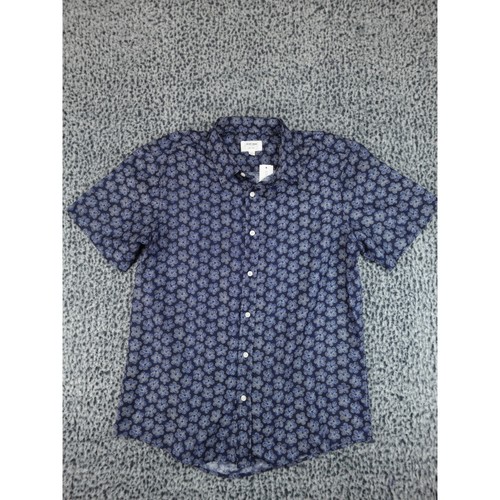 Julian & Mark Mens Floral Dot Short Sleeve Button Down Shirt Navy Blue Large NWT