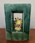 MCCOY Green Pottery Arcature Yellow Bird Rectangular Vase 9.25" x 6"