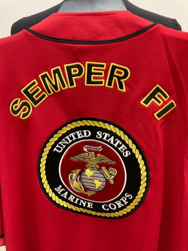 U.S. Marines Red Baseball Jersey Size L By JWM Wholesale Inc. - Picture 14 of 18