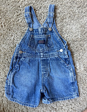 Vintage OshKosh Baby Denim Overall One-Piece, Blue, 6-9 Months, Cotton, Button