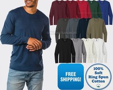 Mens Premium Soft Combed 100 Rinspun Cotton Tee Long Sleeve T-Shirt XS-4XL NEW
