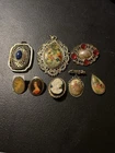 Lot of 8 Vintage Brooches/Pins/Costume Jewelry/Pendant