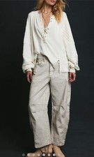 Free People Good Luck Coated Barrel Jeans We The Free White Lightening 30 NWT