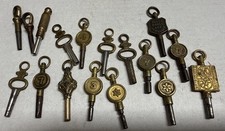    17 Antique Pocket Watch Winding Keys Lot Rare Styles Sizes from England