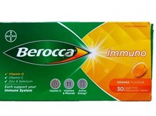 Berocca Immuno Effervescent Orange Flavour Food Supplement 30 Tablets