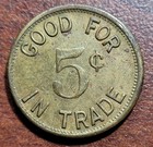 NORTH DAKOTA Token Joe's Place NORTHWOOD No. Dak. Brass 21.2mm GF 5c Trade — photo 2