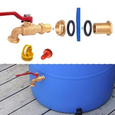 Rain Barrel Spigot Kit, Brass Water Barrel Faucet for Bucket, Water Tanks, Tu...