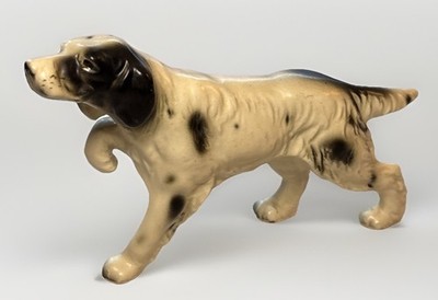 Vintage English / Irish Setter Dog  Porcelain Hand Decorated Black White 6 Inch