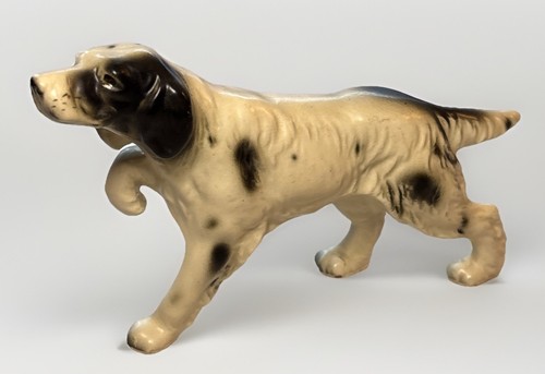 Vintage English / Irish Setter Dog  Porcelain Hand Decorated Black White 6 Inch