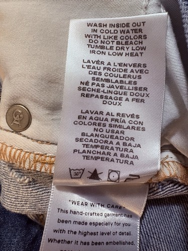 Pantaloncini corti denim americani buoni donna invecchiati taglia 26 vita - Foto 7 di 9